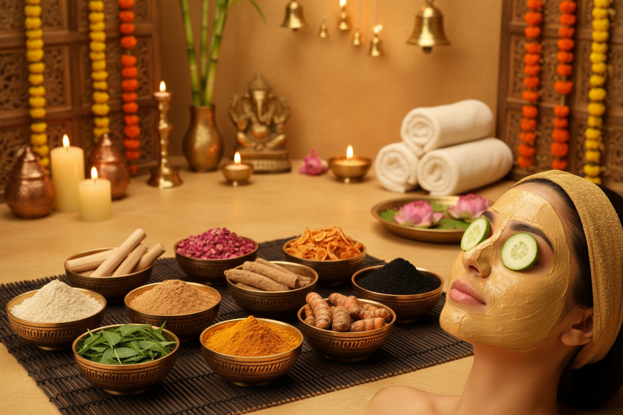 background should give the vide of Golden spa and Ayurvedic vide with Facepack on face also we can show