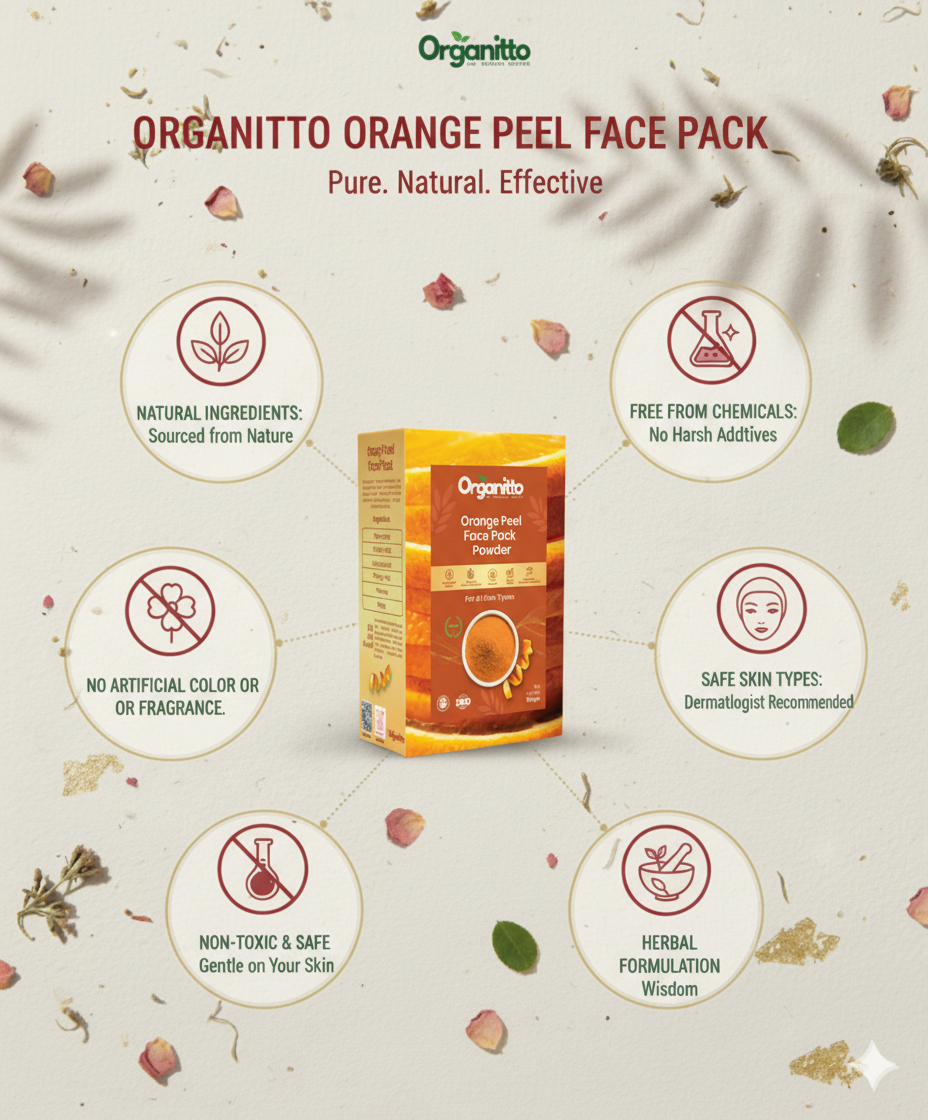Orange Peel Face Pack Powder - Vitamin C Brightening Clay Mask