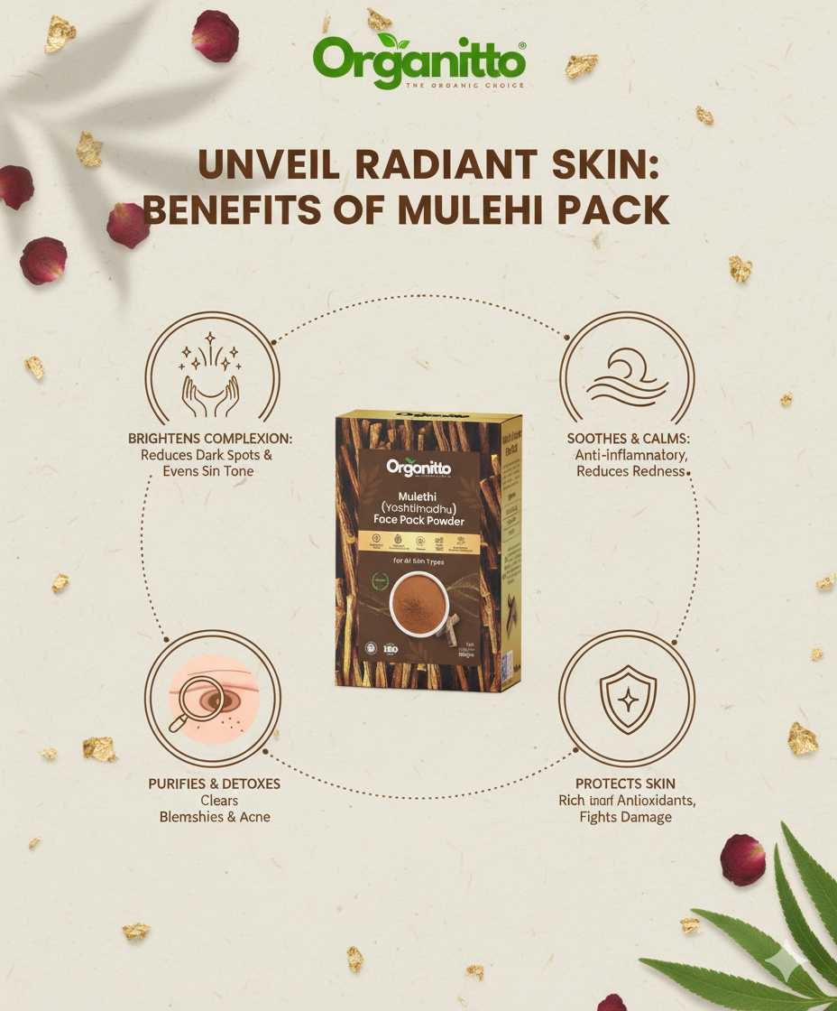 Mulethi (Yashthimadu / Licorice) Face Pack Powder - Skin Lightening & Brightening Mask