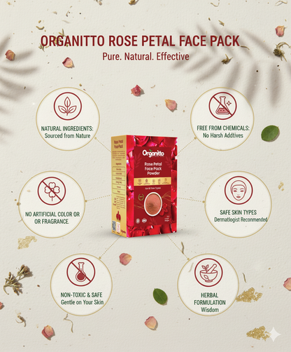 Rose Petal Face Pack Powder - Hydrating Anti-Aging Clay Mask