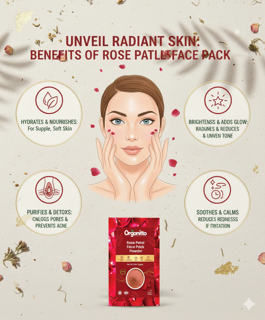 Rose Petal Face Pack Powder - Hydrating Anti-Aging Clay Mask