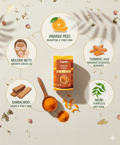 Orange Peel Face Pack Powder - Vitamin C Brightening Clay Mask