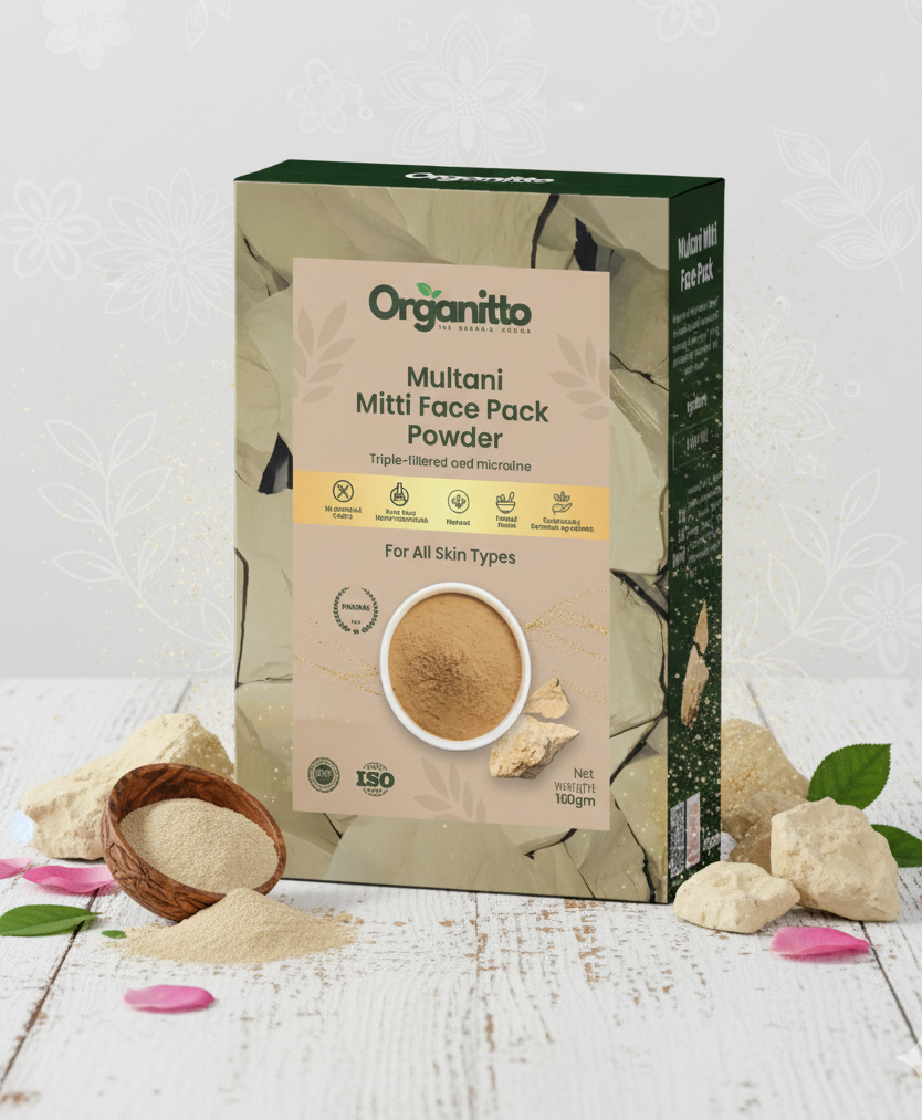 Pure Multani Mitti face pack powder for deep cleansing and oil control