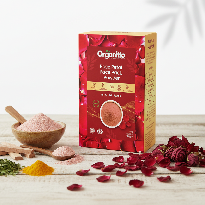 Rose Petal Face Pack Powder for the Anti Aging, Soothes and Calms, Tightens pores, Brightness complexion for your skin.
