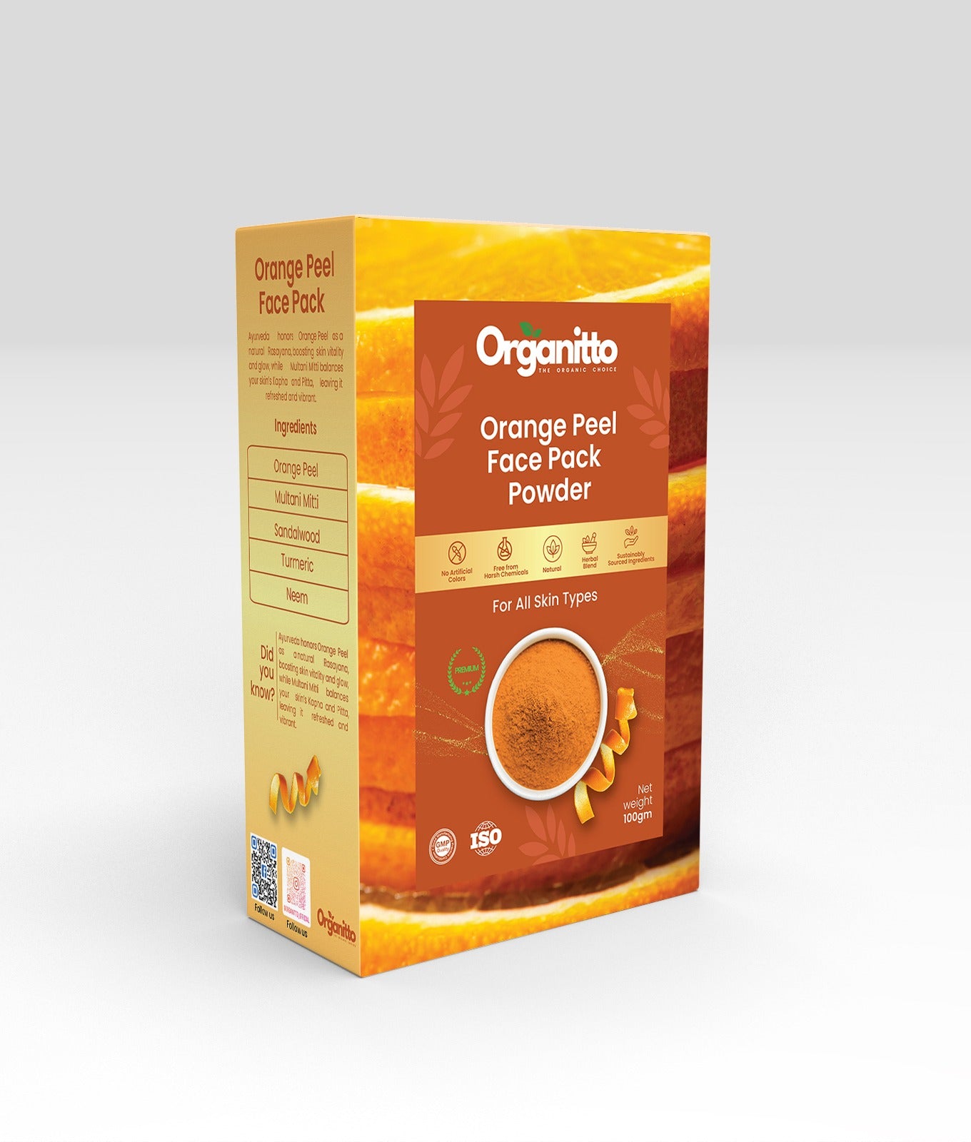 Orange Peel Face Pack Powder - Vitamin C Brightening Clay Mask