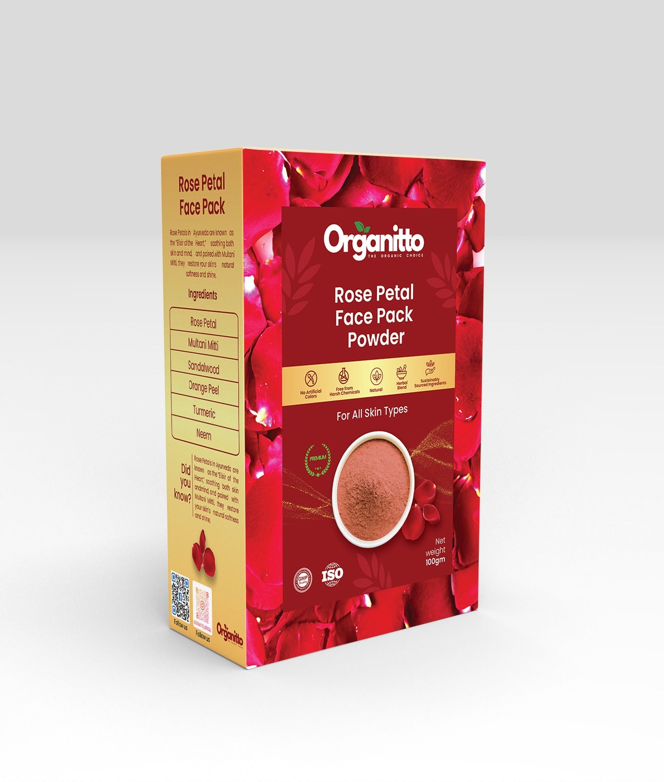 Rose Petal Face Pack Powder - Hydrating Anti-Aging Clay Mask