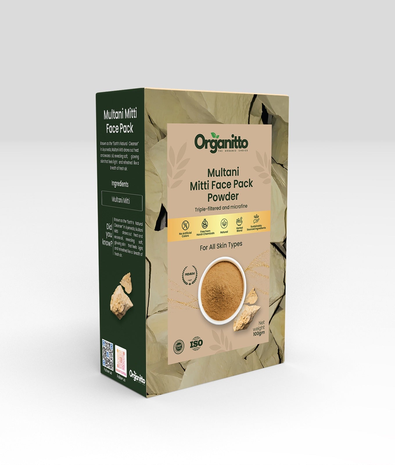 Pure Multani Mitti Face Pack Powder - 100% Natural Fuller's Earth Clay Mask