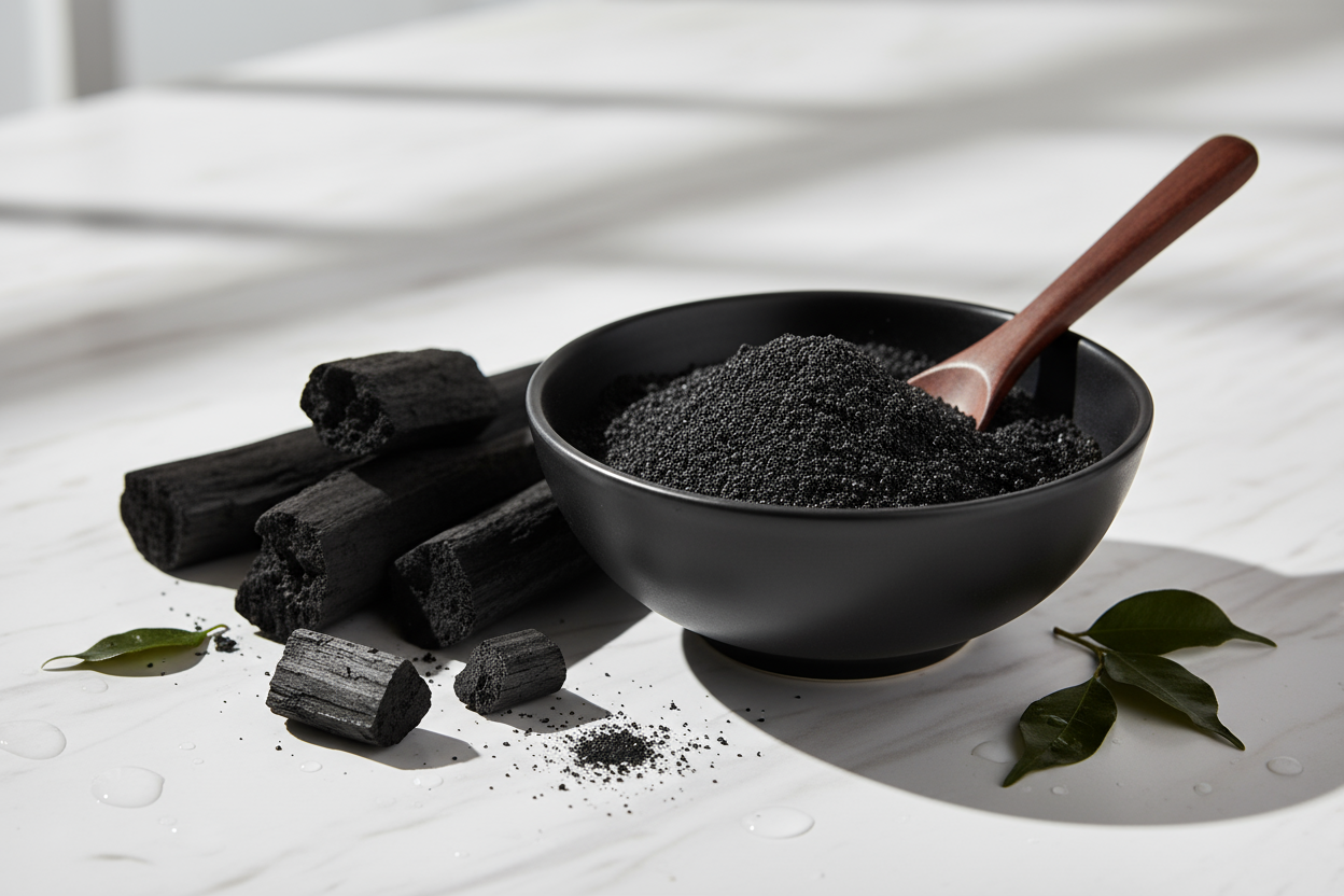 ACTIVATED CHARCOAL FACE PACK POWDER AND CHARCOAL
